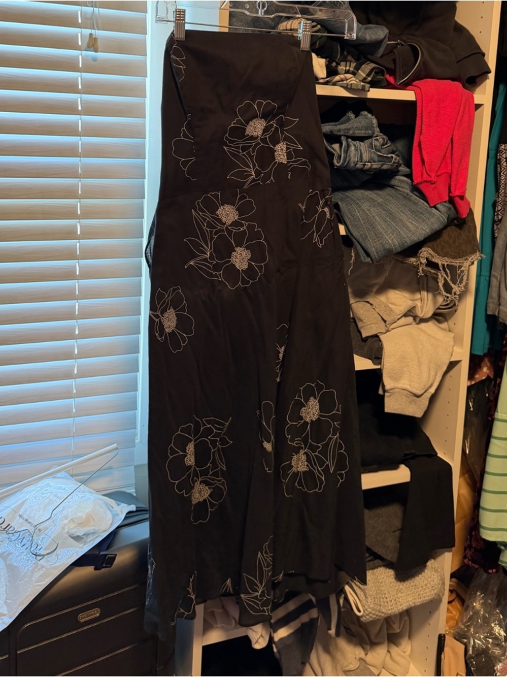 White House Black Market Black Floral Midi Dress